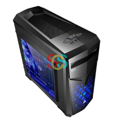 Golden Field 3301B Semi Window side panel ATX Gaming Casing with Blue Led Fan with Standard PSU